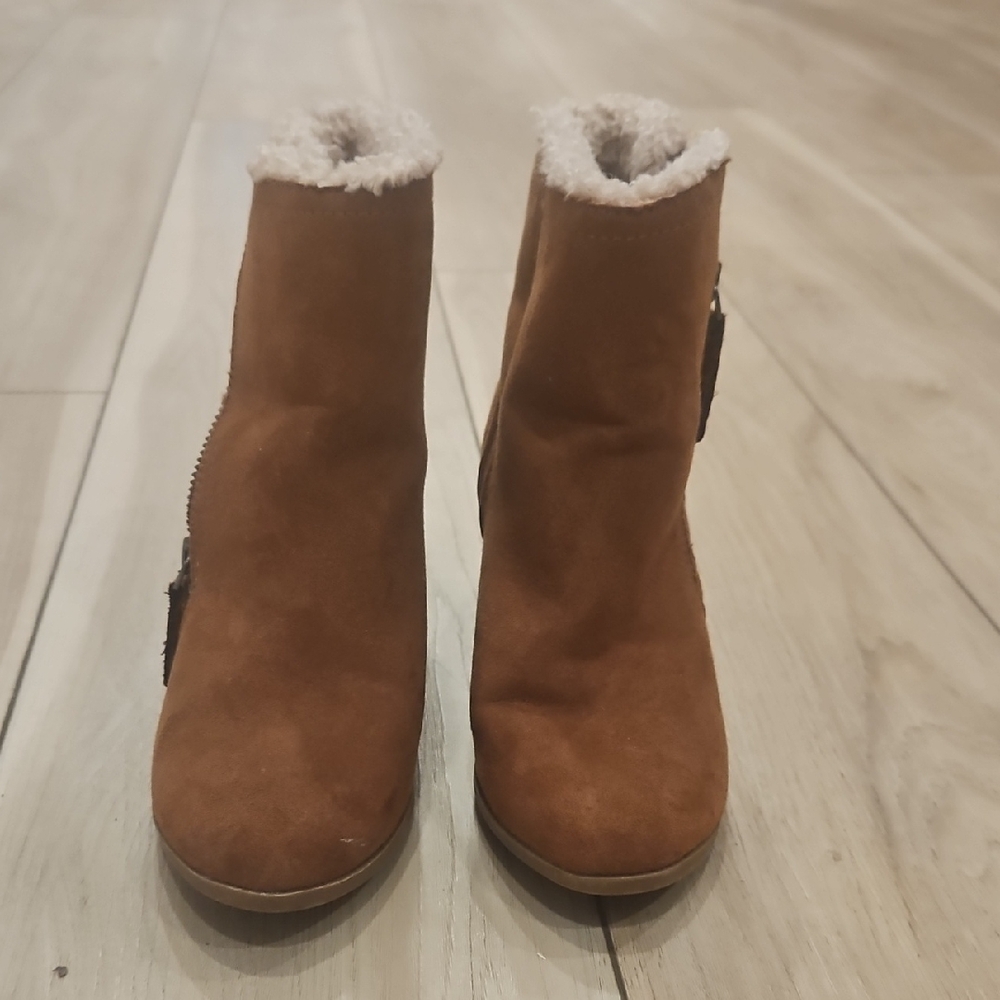 Cozy Brown Winter Boots Wedge Heal